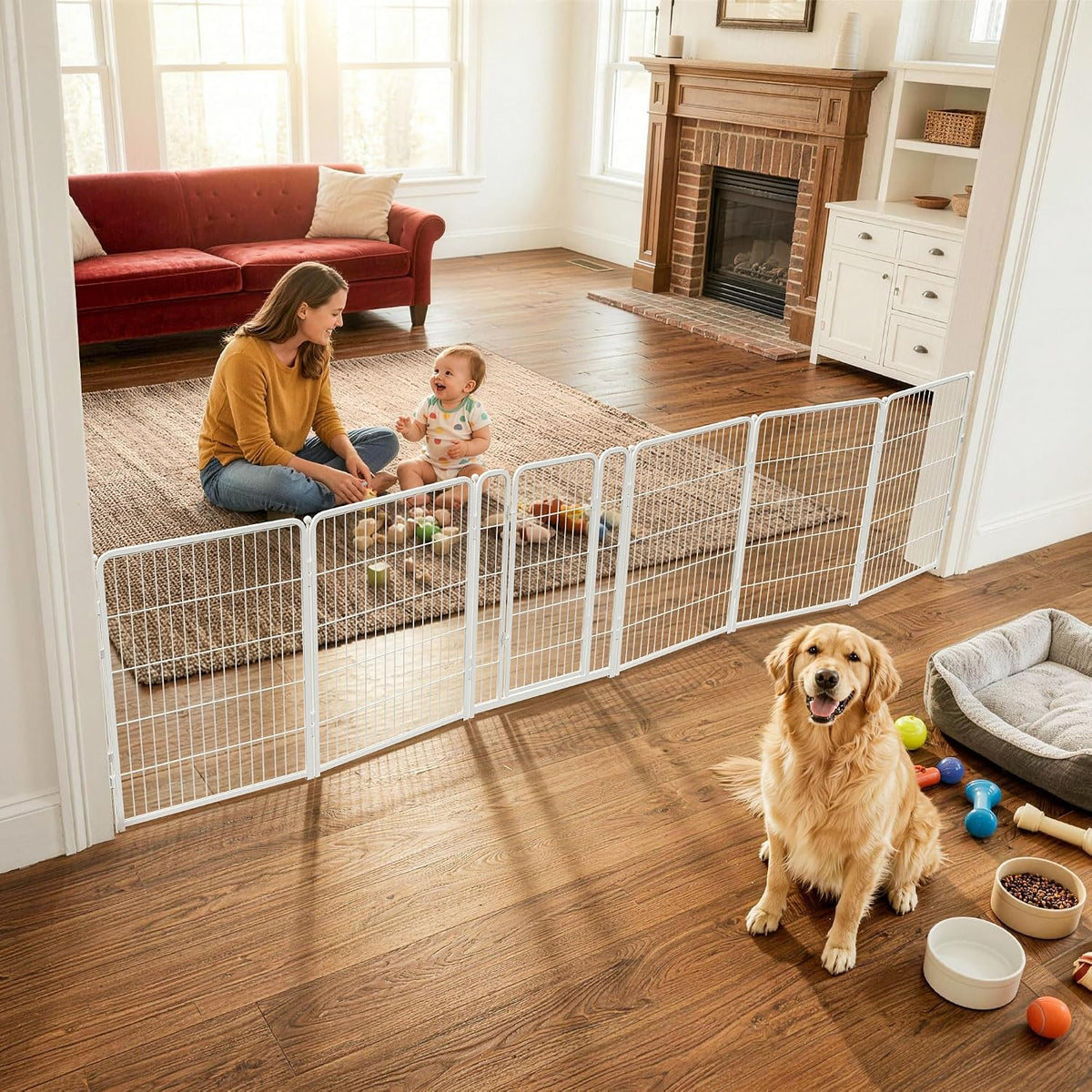 Dog Gate, Extra Wide Adjustable for Openings Up to 183", 24" H