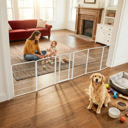 Dog Gate, Extra Wide Adjustable for Openings Up to 183", 24" H