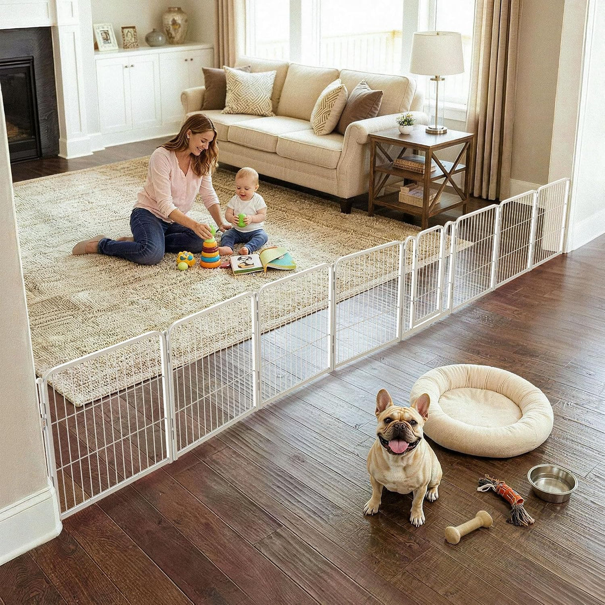 Dog Gate, Extra Wide Adjustable for Openings Up to 183", 24" H
