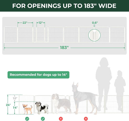 Dog Gate, Extra Wide Adjustable for Openings Up to 183", 24" H