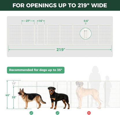 Dog Gate, Extra Wide Adjustable for Openings Up to 183", 24" H