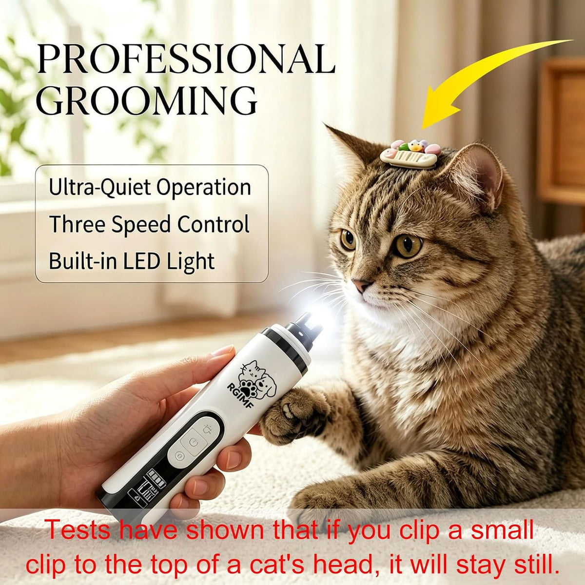 Dog Nail Grinder Whisper Quiet with Light for Sensitive Pets