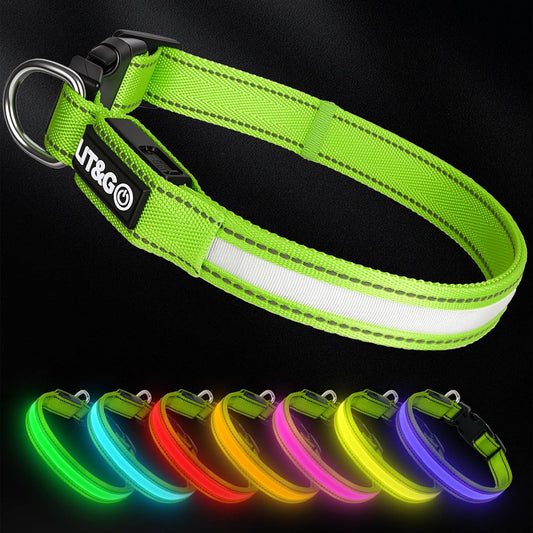 Light up Collars for Dogs at Night, 7-Color Glow, USB C Rechargeable