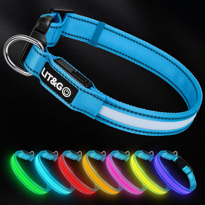 Light up Collars for Dogs at Night, 7-Color Glow, USB C Rechargeable