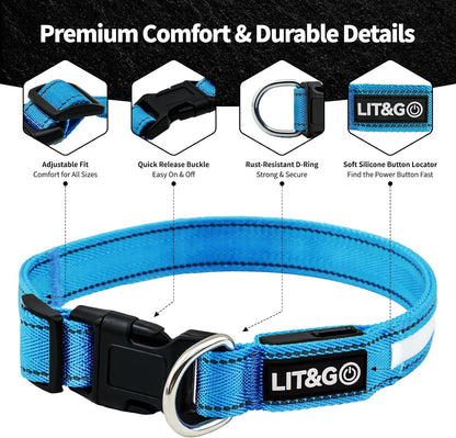 Light up Collars for Dogs at Night, 7-Color Glow, USB C Rechargeable