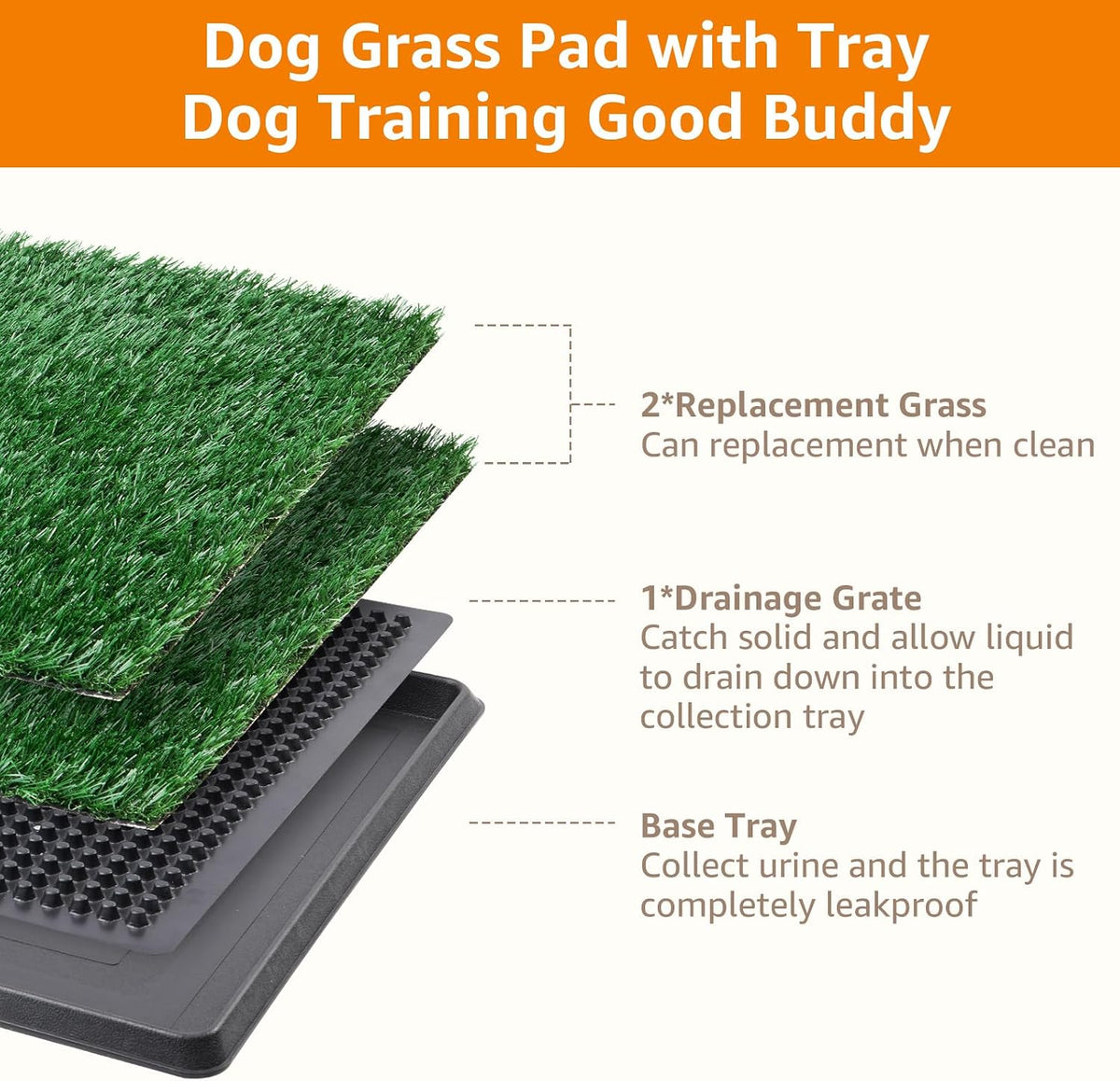 Dog Grass Pad with Tray - 16x20in for Apartment Balcony Use