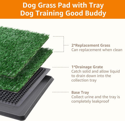Dog Grass Pad with Tray - 16x20in for Apartment Balcony Use
