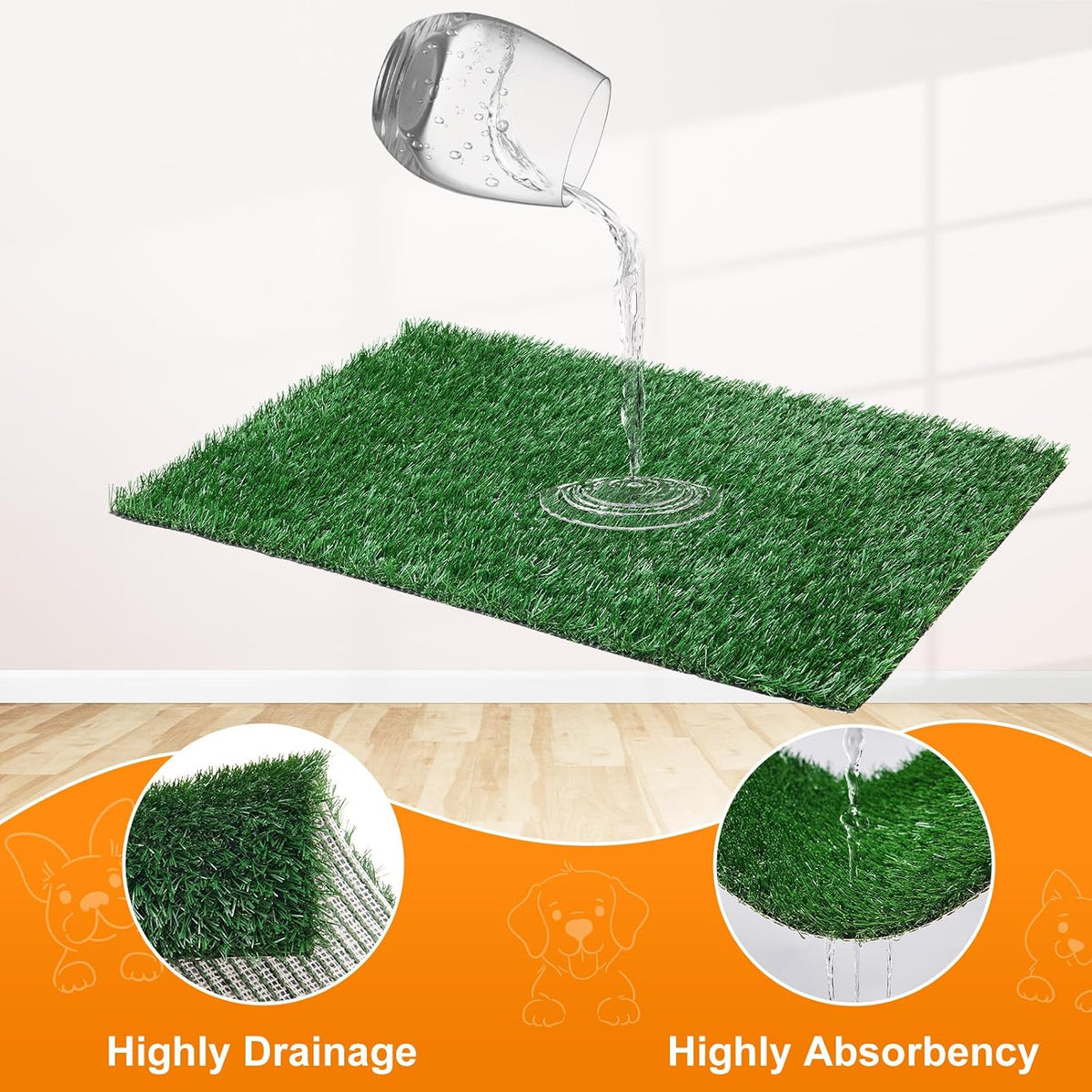 Dog Grass Pad with Tray - 16x20in for Apartment Balcony Use