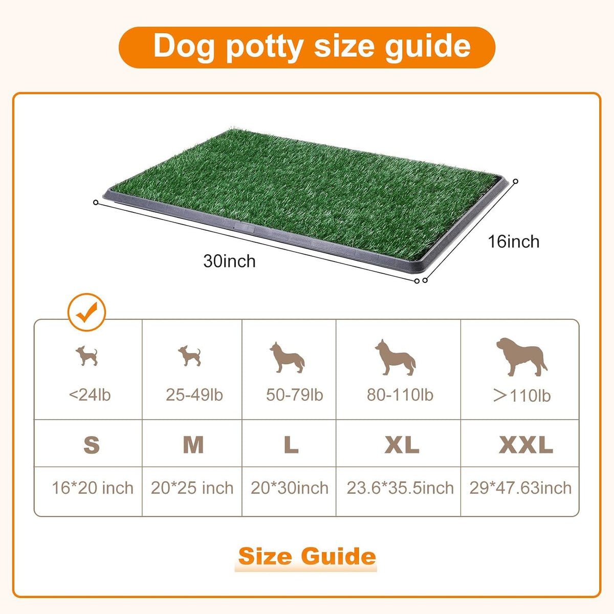 Dog Grass Pad with Tray - 16x20in for Apartment Balcony Use
