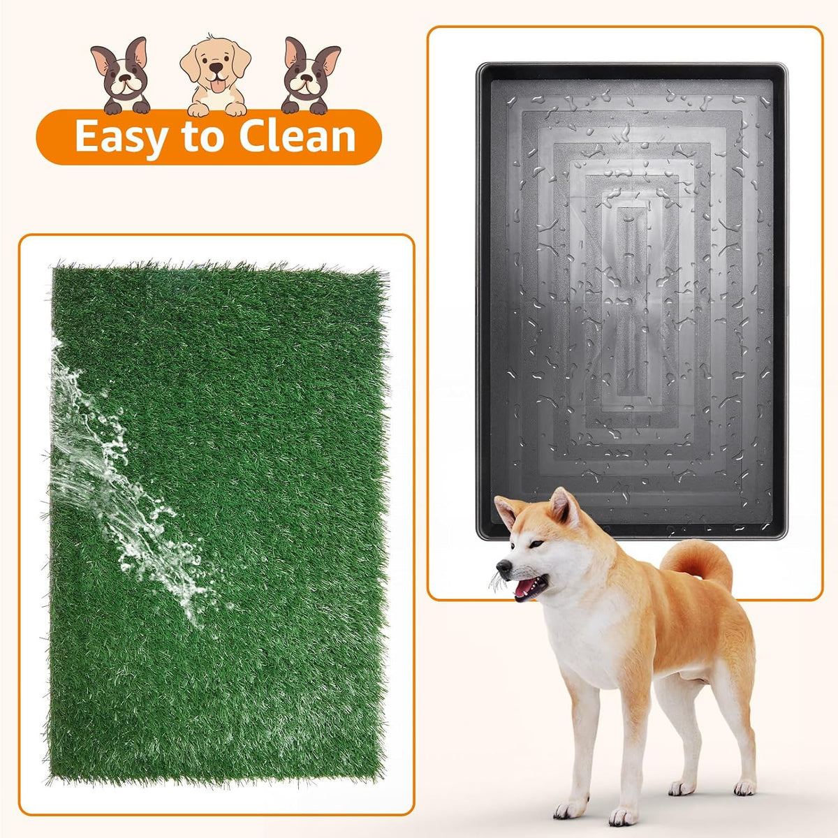 Dog Grass Pad with Tray - 16x20in for Apartment Balcony Use
