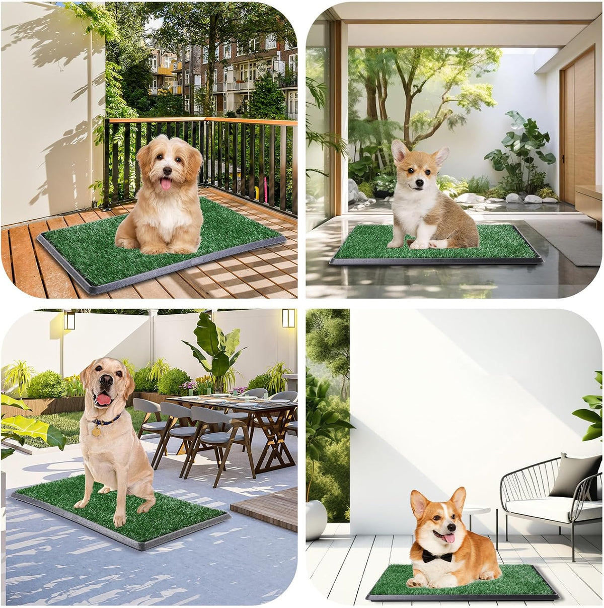 Dog Grass Pad with Tray - 16x20in for Apartment Balcony Use