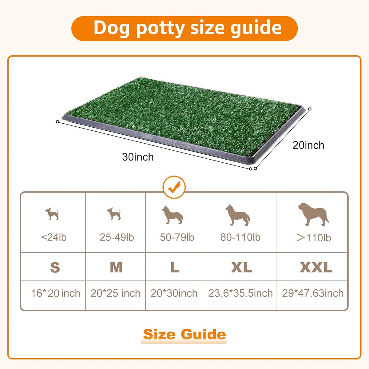 Dog Grass Pad with Tray - 16x20in for Apartment Balcony Use