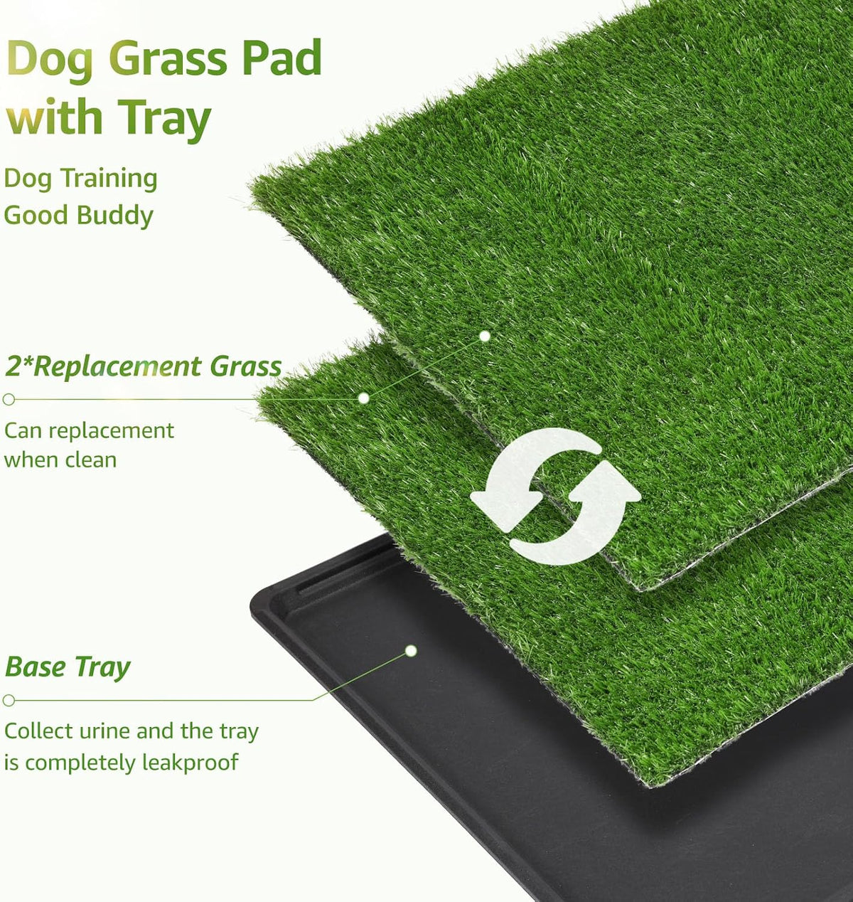 Dog Grass Pad with Tray - 16x20in for Apartment Balcony Use
