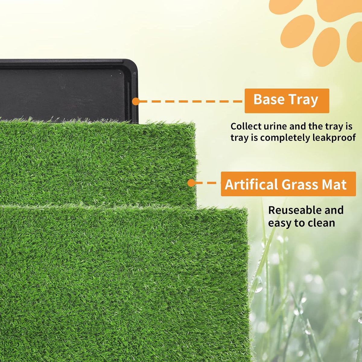 Dog Grass Pad with Tray - 16x20in for Apartment Balcony Use