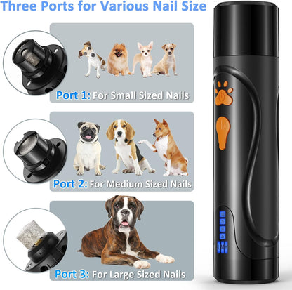 Super Quiet Dog Nail Grinder & Clippers Kit with 2 LED Lights, 3 Speeds Up to 12,000 RPM, Lower Than 30dB Electric Pet Nail Trimmer for Small Medium Large Dogs and Cats