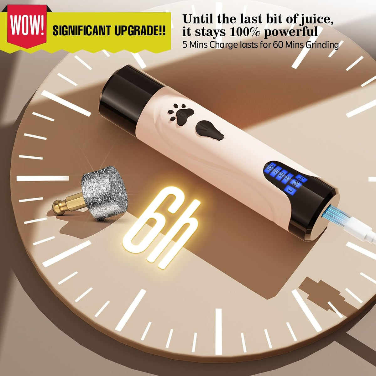 Super Quiet Dog Nail Grinder & Clippers Kit with 2 LED Lights, 3 Speeds Up to 12,000 RPM, Lower Than 30dB Electric Pet Nail Trimmer for Small Medium Large Dogs and Cats