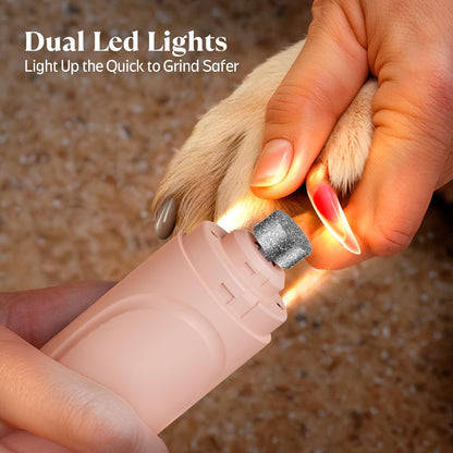 Super Quiet Dog Nail Grinder & Clippers Kit with 2 LED Lights, 3 Speeds Up to 12,000 RPM, Lower Than 30dB Electric Pet Nail Trimmer for Small Medium Large Dogs and Cats