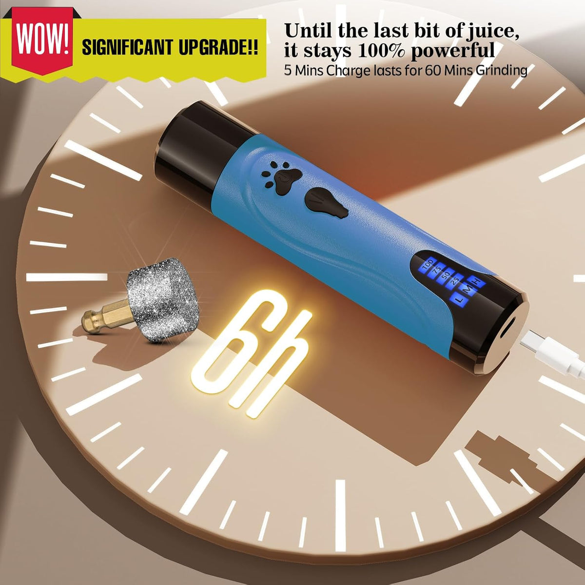Super Quiet Dog Nail Grinder & Clippers Kit with 2 LED Lights, 3 Speeds Up to 12,000 RPM, Lower Than 30dB Electric Pet Nail Trimmer for Small Medium Large Dogs and Cats