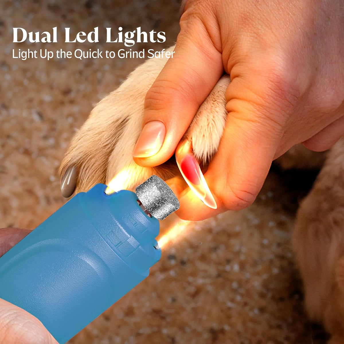 Super Quiet Dog Nail Grinder & Clippers Kit with 2 LED Lights, 3 Speeds Up to 12,000 RPM, Lower Than 30dB Electric Pet Nail Trimmer for Small Medium Large Dogs and Cats