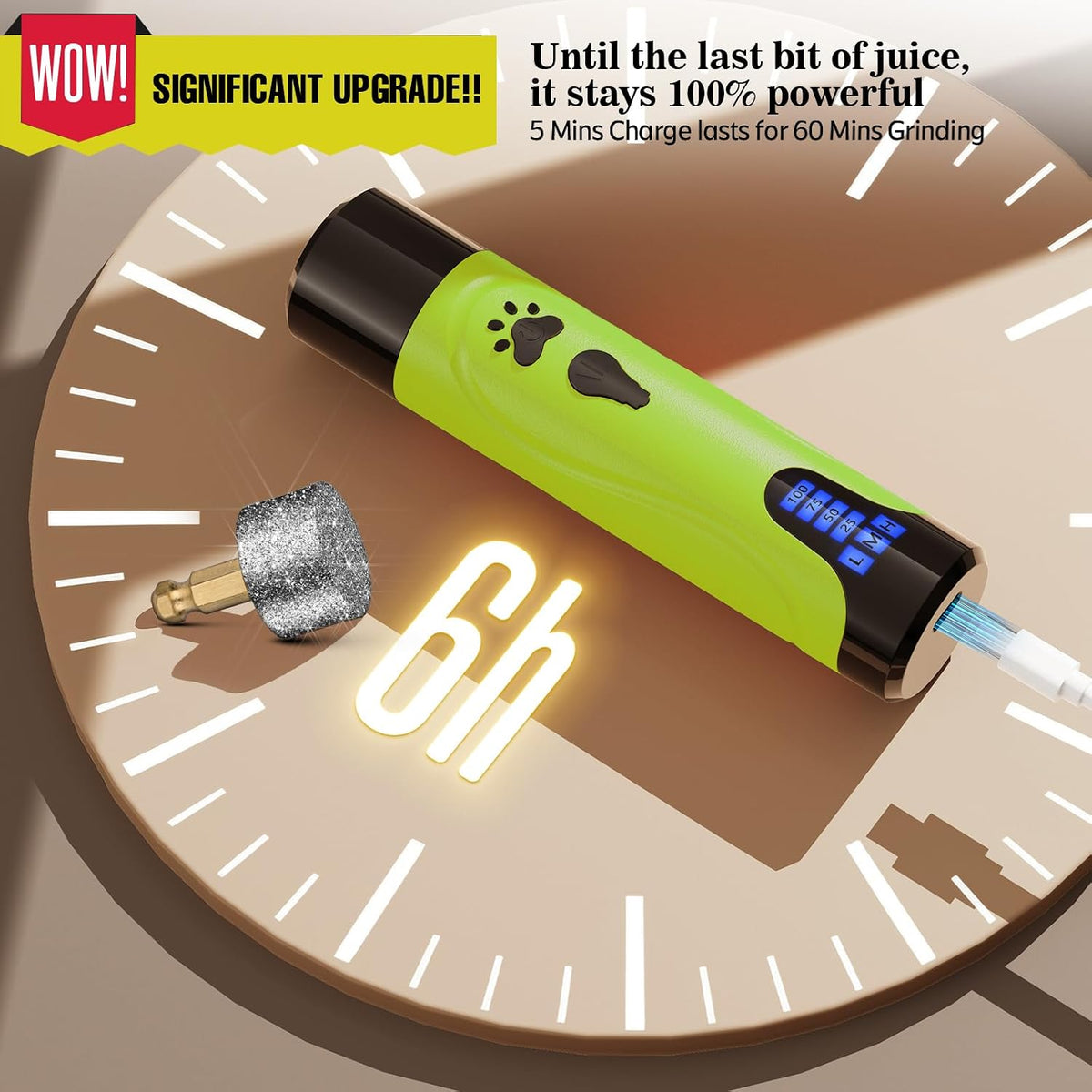 Super Quiet Dog Nail Grinder & Clippers Kit with 2 LED Lights, 3 Speeds Up to 12,000 RPM, Lower Than 30dB Electric Pet Nail Trimmer for Small Medium Large Dogs and Cats