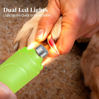 Super Quiet Dog Nail Grinder & Clippers Kit with 2 LED Lights, 3 Speeds Up to 12,000 RPM, Lower Than 30dB Electric Pet Nail Trimmer for Small Medium Large Dogs and Cats
