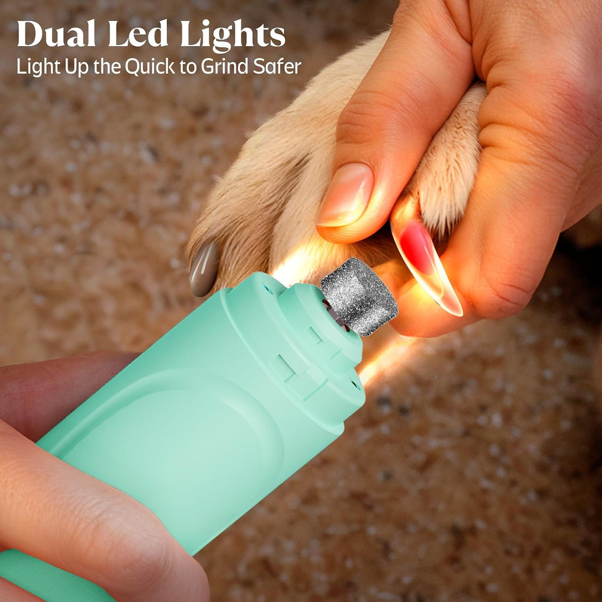 Super Quiet Dog Nail Grinder & Clippers Kit with 2 LED Lights, 3 Speeds Up to 12,000 RPM, Lower Than 30dB Electric Pet Nail Trimmer for Small Medium Large Dogs and Cats