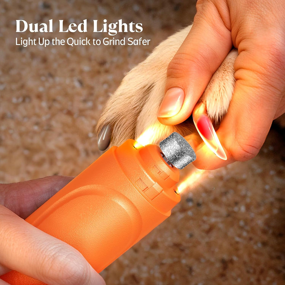 Super Quiet Dog Nail Grinder & Clippers Kit with 2 LED Lights, 3 Speeds Up to 12,000 RPM, Lower Than 30dB Electric Pet Nail Trimmer for Small Medium Large Dogs and Cats