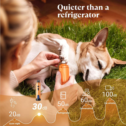 Super Quiet Dog Nail Grinder & Clippers Kit with 2 LED Lights, 3 Speeds Up to 12,000 RPM, Lower Than 30dB Electric Pet Nail Trimmer for Small Medium Large Dogs and Cats