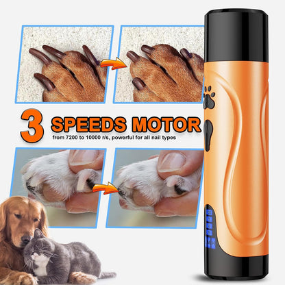Super Quiet Dog Nail Grinder & Clippers Kit with 2 LED Lights, 3 Speeds Up to 12,000 RPM, Lower Than 30dB Electric Pet Nail Trimmer for Small Medium Large Dogs and Cats