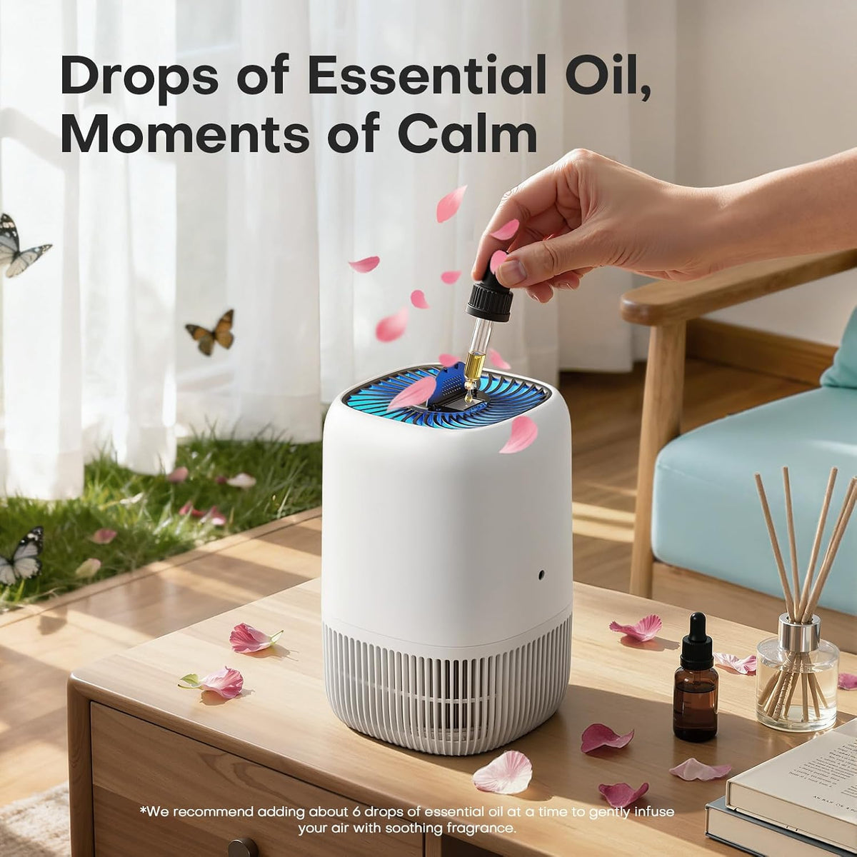 Air Purifiers for Home, High Efficiency Filter Up to 1076 Ft², White