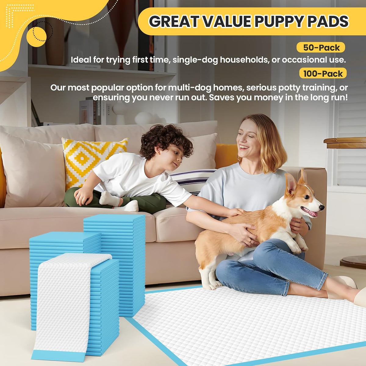 Extra Large Puppy Pads | 30x26 Inch XL Potty Pads for Dogs | Super Absorbent Disposable Dog Pads Heavy Duty | Piddle Pads for Pet Training