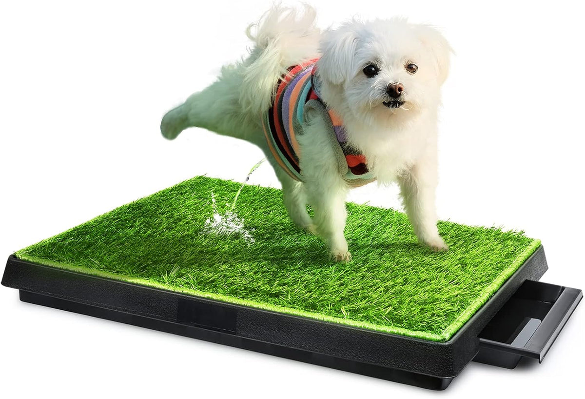 Dog Toilet Indoor Puppy Training Pad, Dog Potty Pet Training Grass Mat, Removable Waste Tray for Easier Clean Up, Artificial Turf, 25"×20"