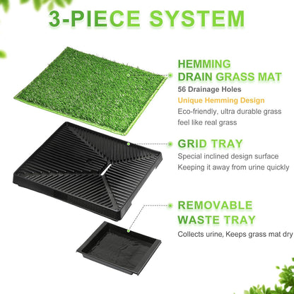 Dog Toilet Indoor Puppy Training Pad, Dog Potty Pet Training Grass Mat, Removable Waste Tray for Easier Clean Up, Artificial Turf, 25"×20"