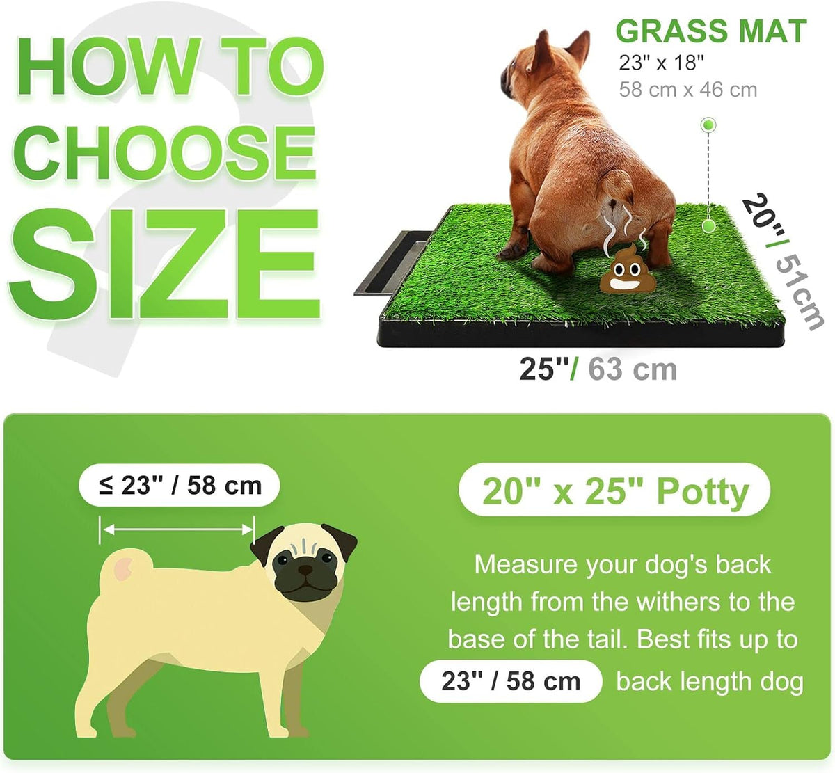 Dog Toilet Indoor Puppy Training Pad, Dog Potty Pet Training Grass Mat, Removable Waste Tray for Easier Clean Up, Artificial Turf, 25"×20"