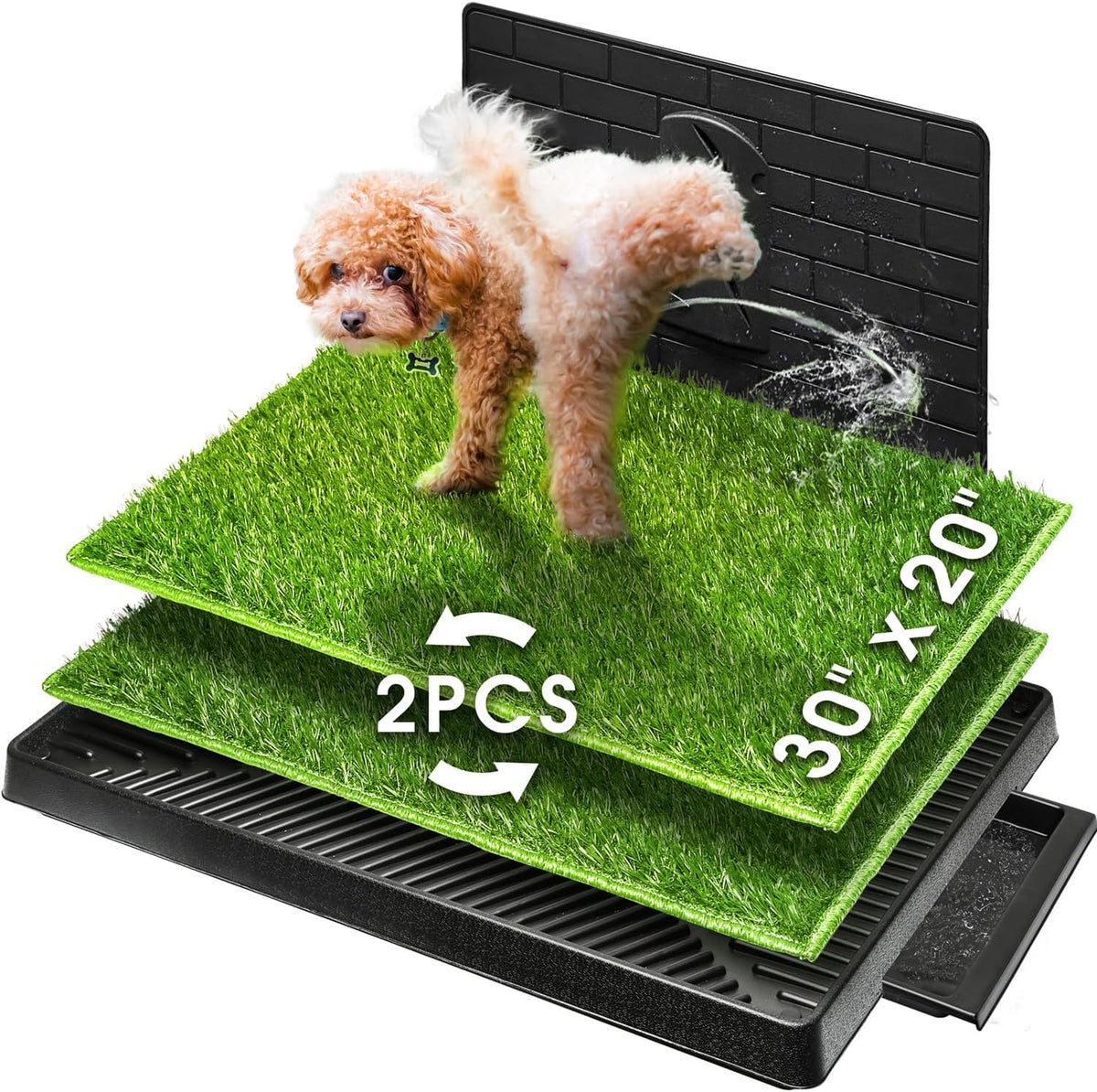 Dog Toilet Indoor Puppy Training Pad, Dog Potty Pet Training Grass Mat, Removable Waste Tray for Easier Clean Up, Artificial Turf, 25"×20"