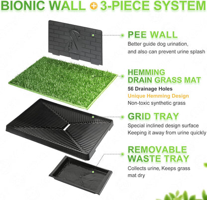 Dog Toilet Indoor Puppy Training Pad, Dog Potty Pet Training Grass Mat, Removable Waste Tray for Easier Clean Up, Artificial Turf, 25"×20"