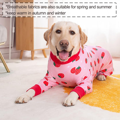 Dog Recovery Suit After Surgery Female Male, Medium Large Dog Neuter Shirt Cone Alternatives Prevent Licking Surgical Onesies (Strawberry, 3XL)