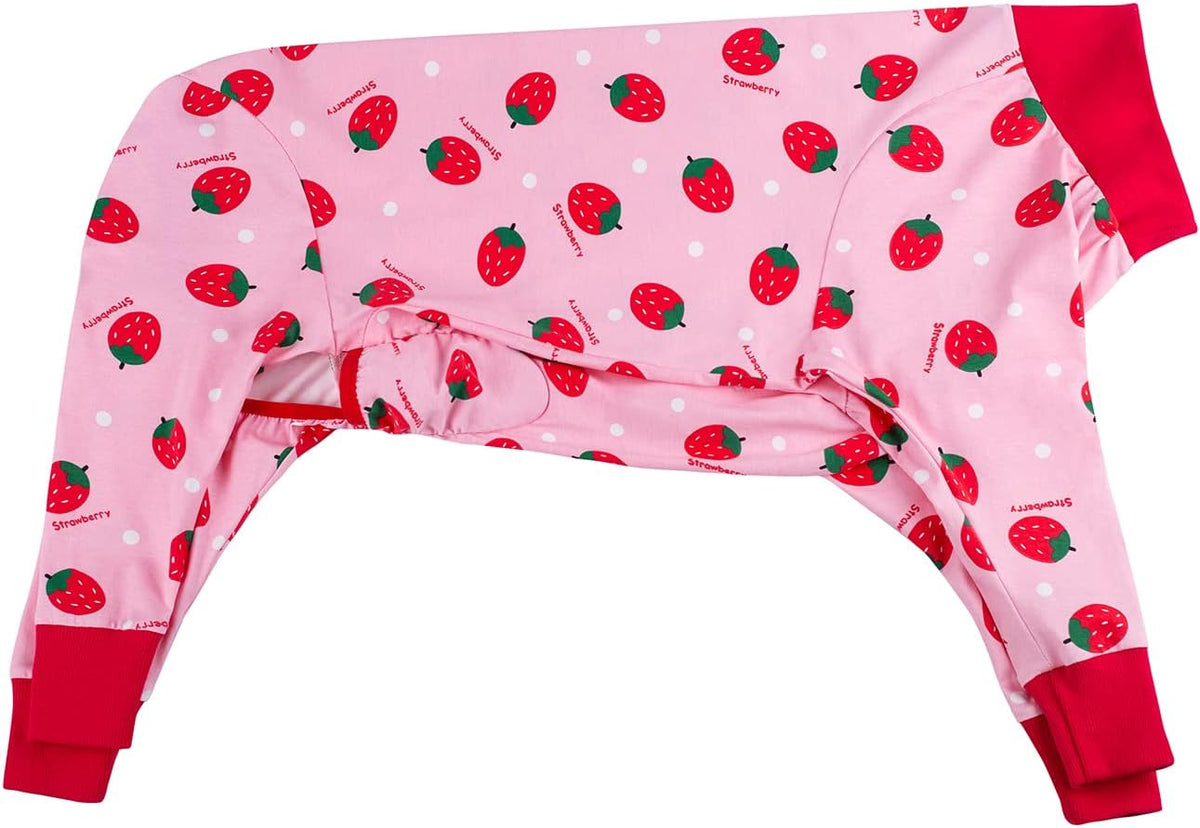 Dog Recovery Suit After Surgery Female Male, Medium Large Dog Neuter Shirt Cone Alternatives Prevent Licking Surgical Onesies (Strawberry, 3XL)