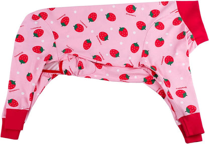 Dog Recovery Suit After Surgery Female Male, Medium Large Dog Neuter Shirt Cone Alternatives Prevent Licking Surgical Onesies (Strawberry, 3XL)