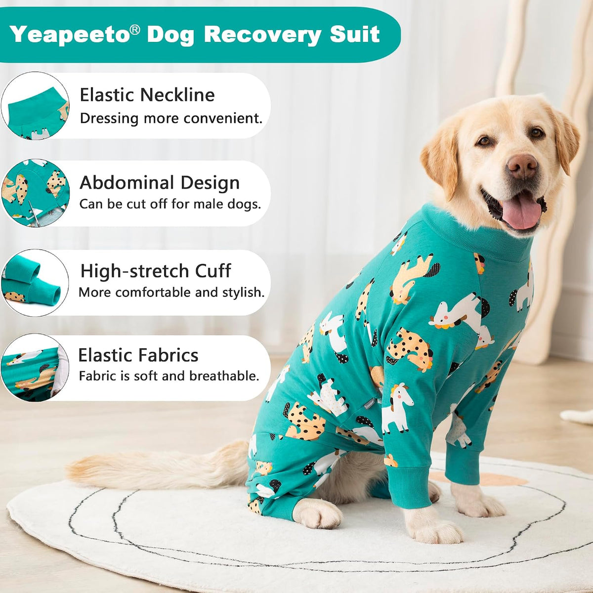 Dog Recovery Suit After Surgery Female Male, Medium Large Dog Neuter Shirt Cone Alternatives Prevent Licking Surgical Onesies (Strawberry, 3XL)
