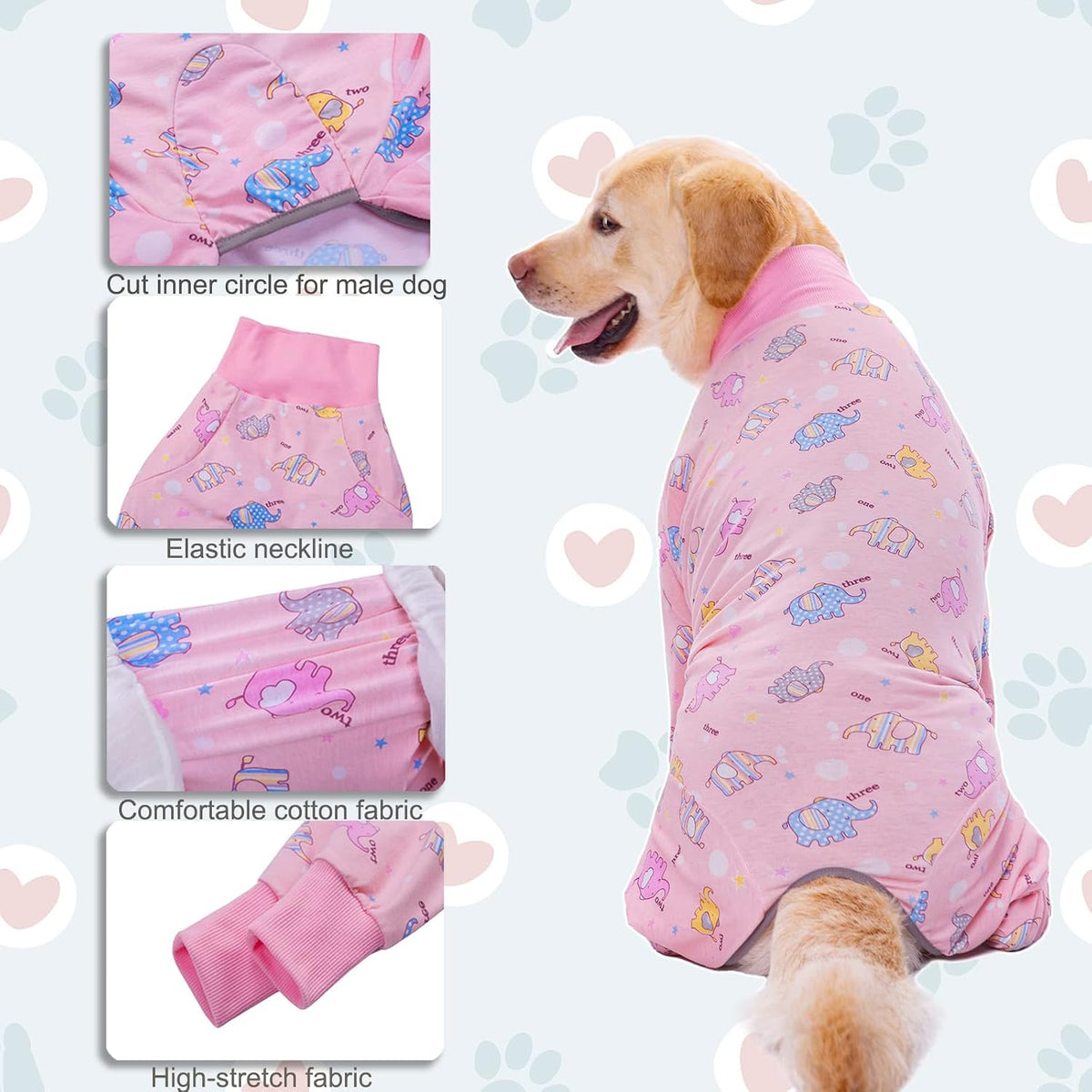 Dog Recovery Suit After Surgery Female Male, Medium Large Dog Neuter Shirt Cone Alternatives Prevent Licking Surgical Onesies (Strawberry, 3XL)