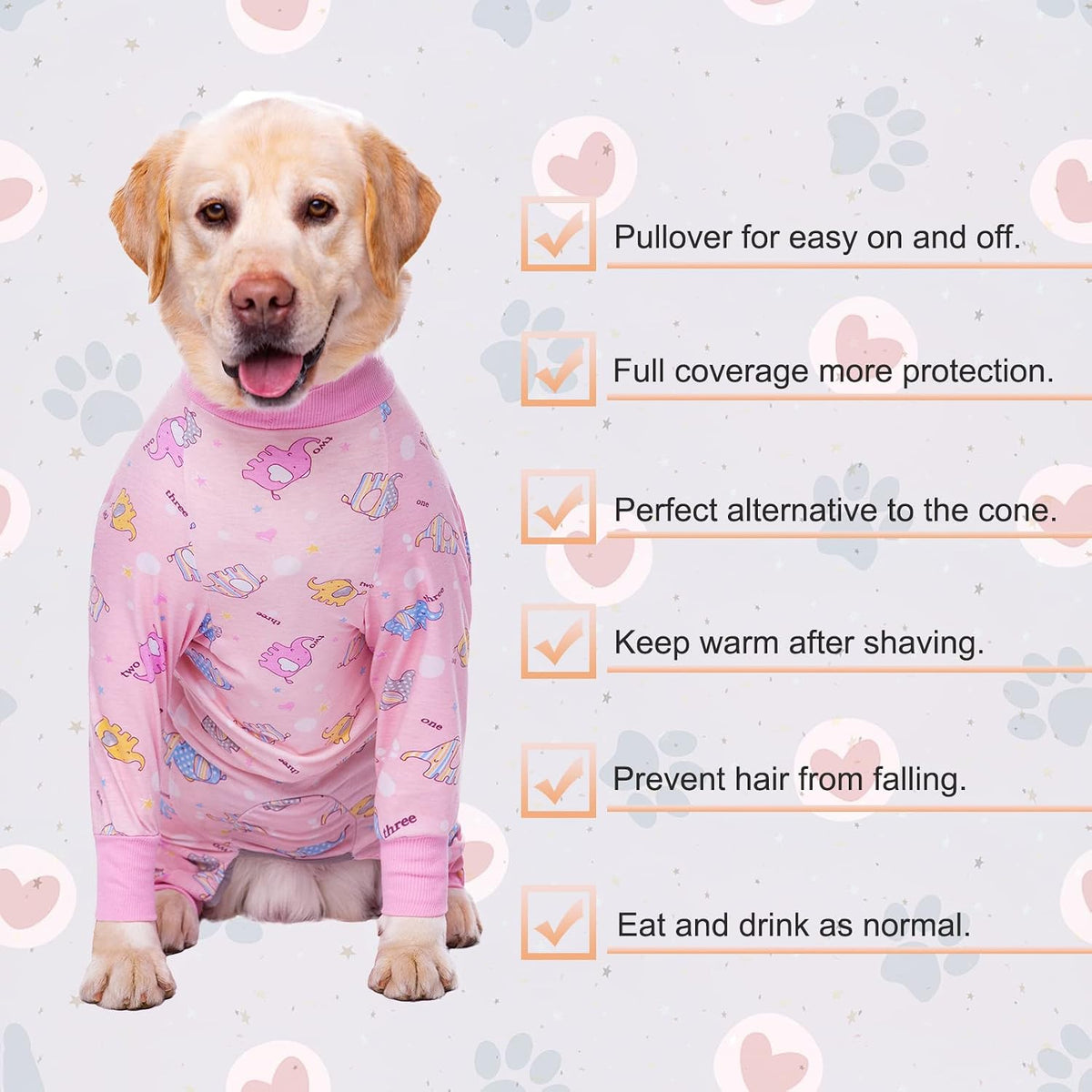 Dog Recovery Suit After Surgery Female Male, Medium Large Dog Neuter Shirt Cone Alternatives Prevent Licking Surgical Onesies (Strawberry, 3XL)