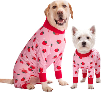 Dog Recovery Suit After Surgery Female Male, Medium Large Dog Neuter Shirt Cone Alternatives Prevent Licking Surgical Onesies (Strawberry, 3XL)