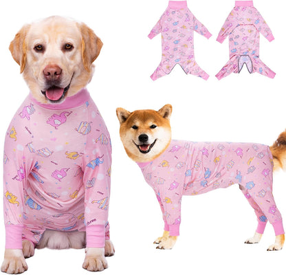 Dog Recovery Suit After Surgery Female Male, Medium Large Dog Neuter Shirt Cone Alternatives Prevent Licking Surgical Onesies (Strawberry, 3XL)