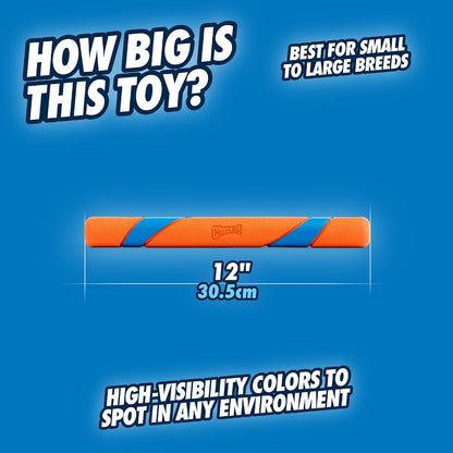 ! Ultra Fetch Stick Interactive Dog Toy, 12in, All Breeds | Crafted from the Same Durable Rubber as the Ultra Ball, This Fetch Stick Offers Bright Visibility for Outdoor Fetch Games
