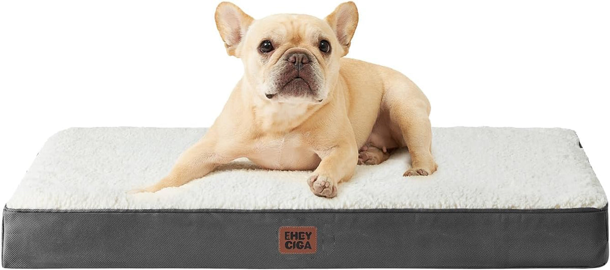 Orthopedic Dog Bed Large with Removable Washable Cover, 41IN Grey | Egg Crate Foam Support, Durable Oxford fabric, Non-Slip Bottom, Machine Washable, Soft Waterproof Plush Pet Bed Mat For Crate