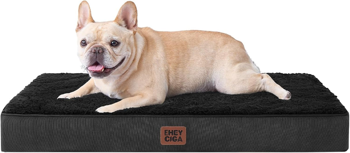 Orthopedic Dog Bed Large with Removable Washable Cover, 41IN Grey | Egg Crate Foam Support, Durable Oxford fabric, Non-Slip Bottom, Machine Washable, Soft Waterproof Plush Pet Bed Mat For Crate