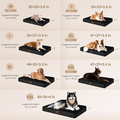 Orthopedic Dog Bed Large with Removable Washable Cover, 41IN Grey | Egg Crate Foam Support, Durable Oxford fabric, Non-Slip Bottom, Machine Washable, Soft Waterproof Plush Pet Bed Mat For Crate