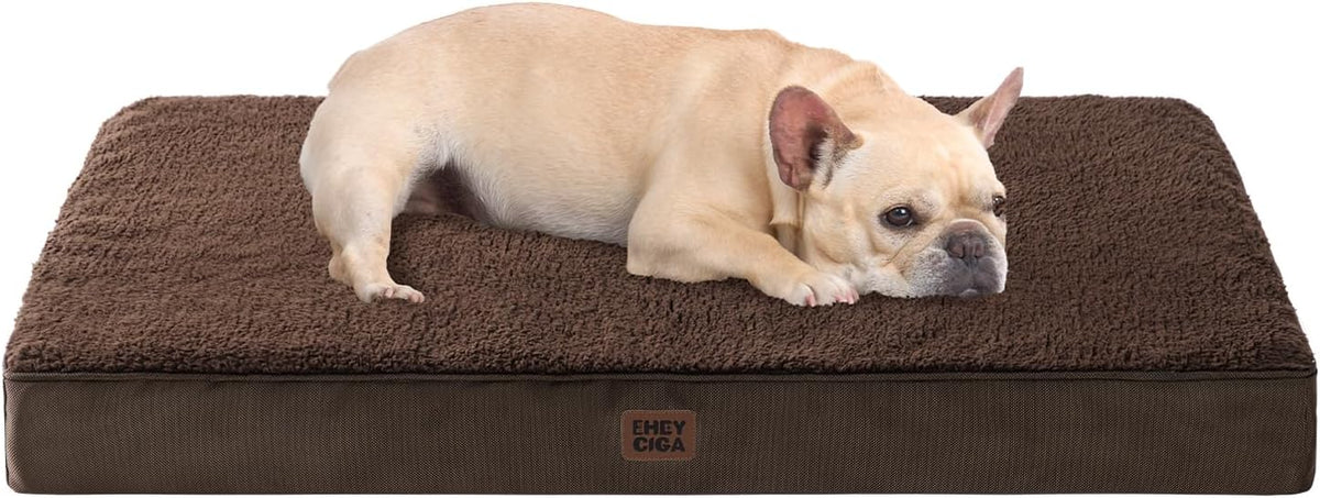 Orthopedic Dog Bed Large with Removable Washable Cover, 41IN Grey | Egg Crate Foam Support, Durable Oxford fabric, Non-Slip Bottom, Machine Washable, Soft Waterproof Plush Pet Bed Mat For Crate