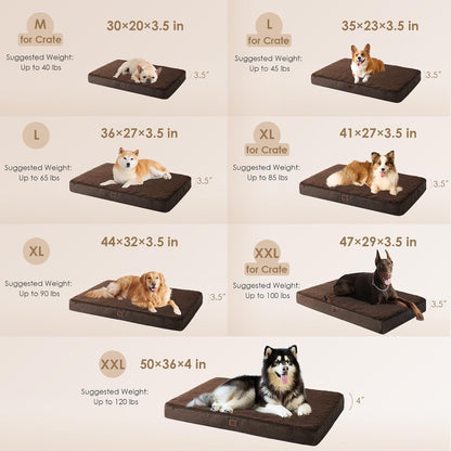 Orthopedic Dog Bed Large with Removable Washable Cover, 41IN Grey | Egg Crate Foam Support, Durable Oxford fabric, Non-Slip Bottom, Machine Washable, Soft Waterproof Plush Pet Bed Mat For Crate